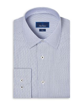 Trim Fit Cotton Blend Stripe Dress Shirt