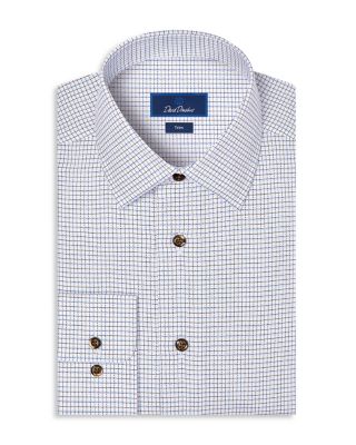 Trim Fit Dobby Cotton Check Dress Shirt