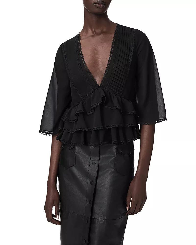 Allsaints Floaty V Neck Top