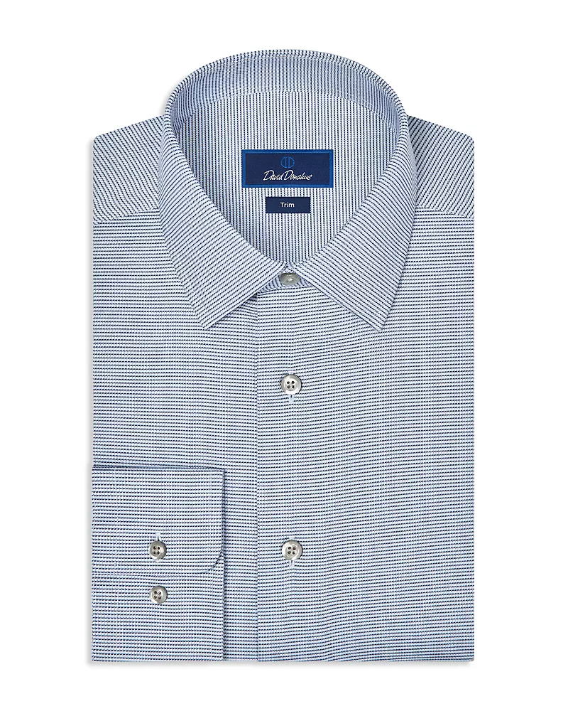 David Donahue Trim Fit Stretch Micro Twill Dress Shirt