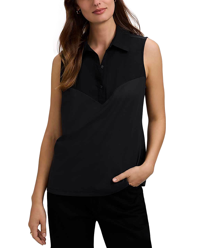 Foxcroft Mixed Media Sleeveless Top