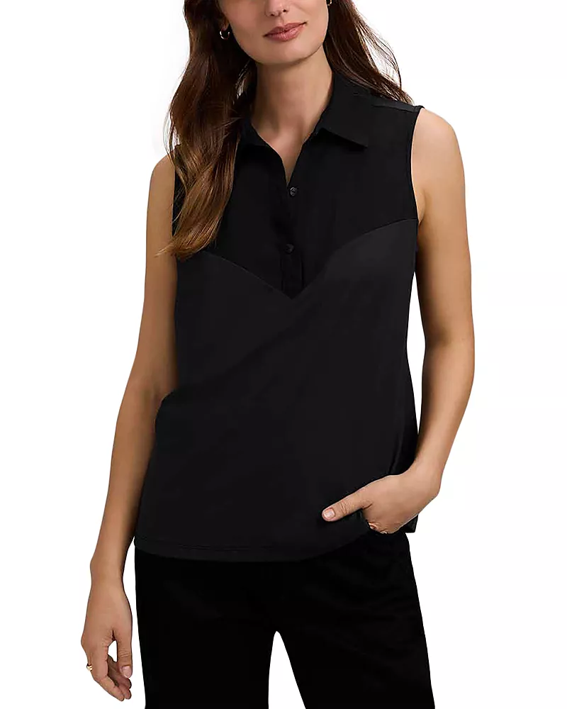 Foxcroft Mixed Media Sleeveless Top