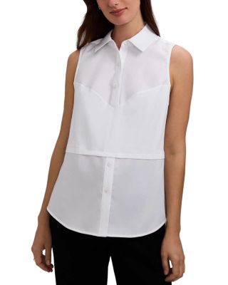 Foxcroft Mixed Media Sleeveless Top