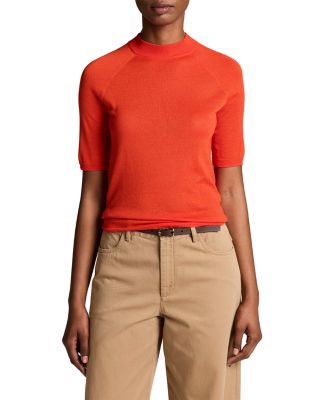 Cashmere Silk Raglan Mock Neck Tee
