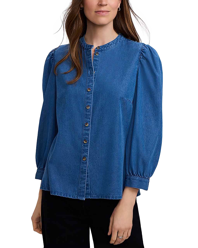 Foxcroft Helsa Cotton Puffed Sleeve Denim Shirt