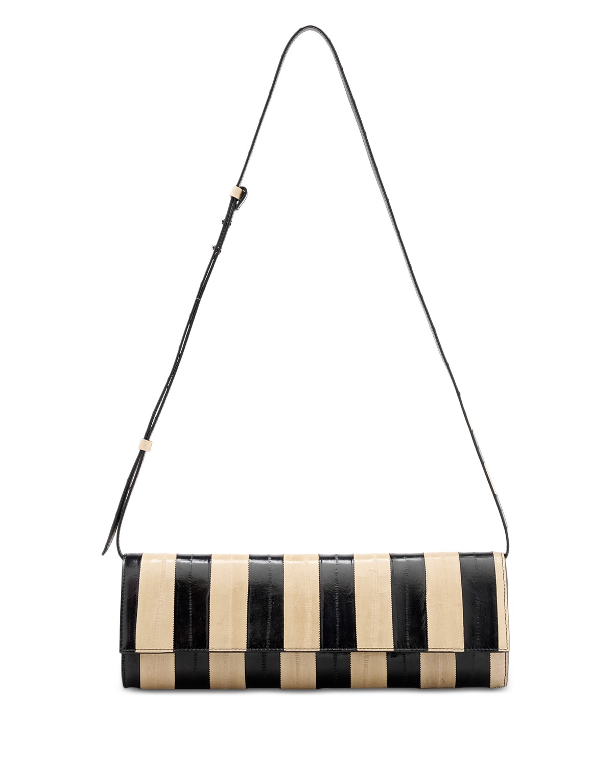 Proenza Schouler Hex Striped Eel Clutch in Black/Ivory
