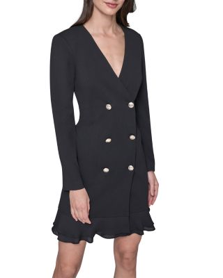 Karl Lagerfeld Paris Double Breasted Ruffle Hem Dress