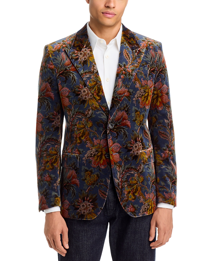 Etro Regular Fit Velvet Floral Print Jacket