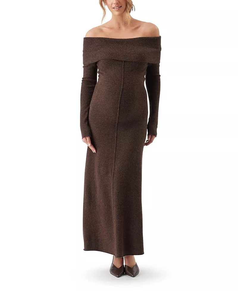 Ripe Maternity Tyla Off Shoulder Maternity Knit Dress