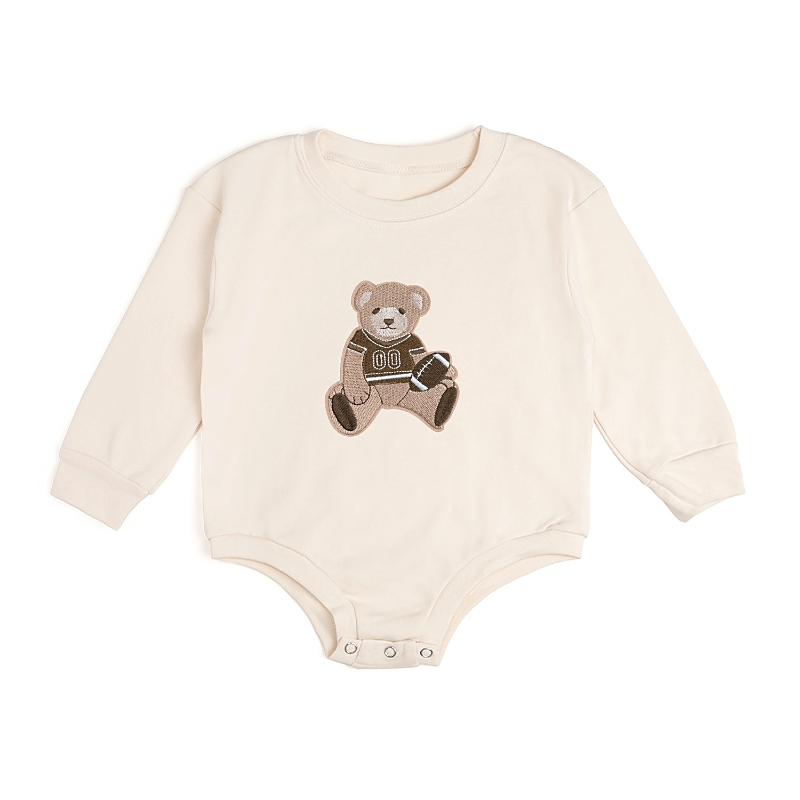 Sweet Wink Boys' Teddy Bear Patch Long Sleeve Romper - Baby
