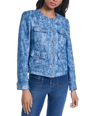Sequin Denim Collarless Jacket 