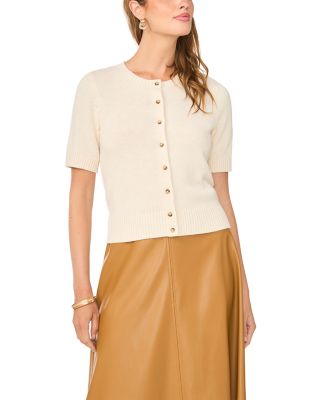 Vince Camuto Short Sleeve Crewneck Cardigan