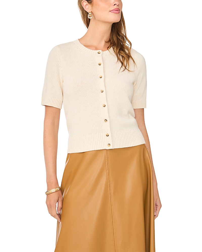 Vince Camuto Short Sleeve Crewneck Cardigan