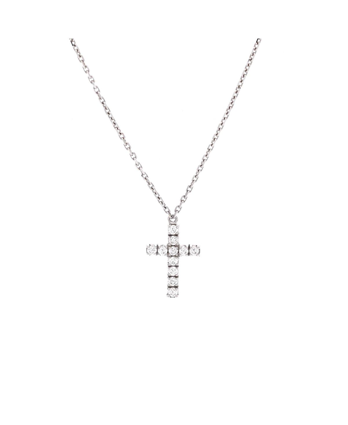 Pre-Owned Cartier Cross Pendant Necklace 18K White Gold with Diamonds