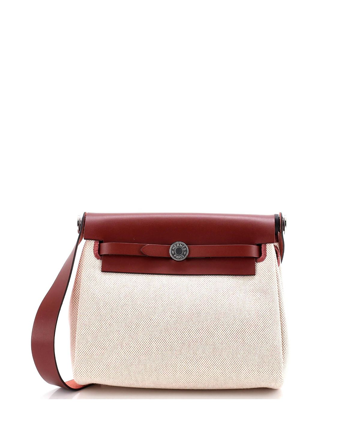Pre-Owned HERMES 20 Herbag Zip Toile and Leather