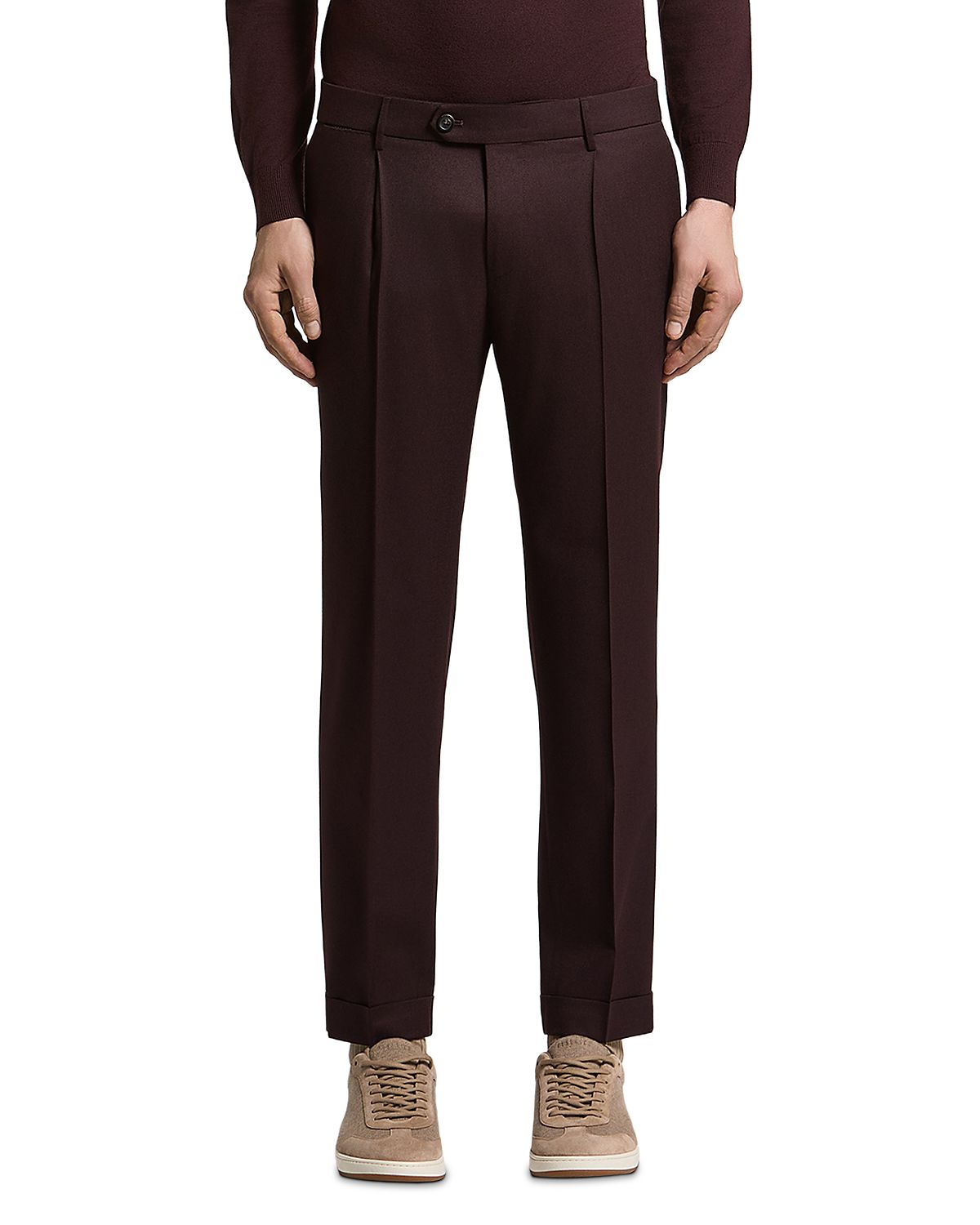 Peserico Wool Gabardine Classic Pleated Pants
