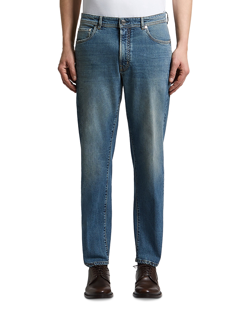 Peserico Cotton Blend Denim Stretch Twill Jeans in Galaxy Blue