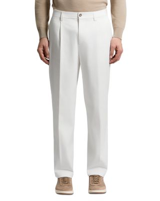 Heavy Cotton Blend Stretch Twill Pleated Trousers