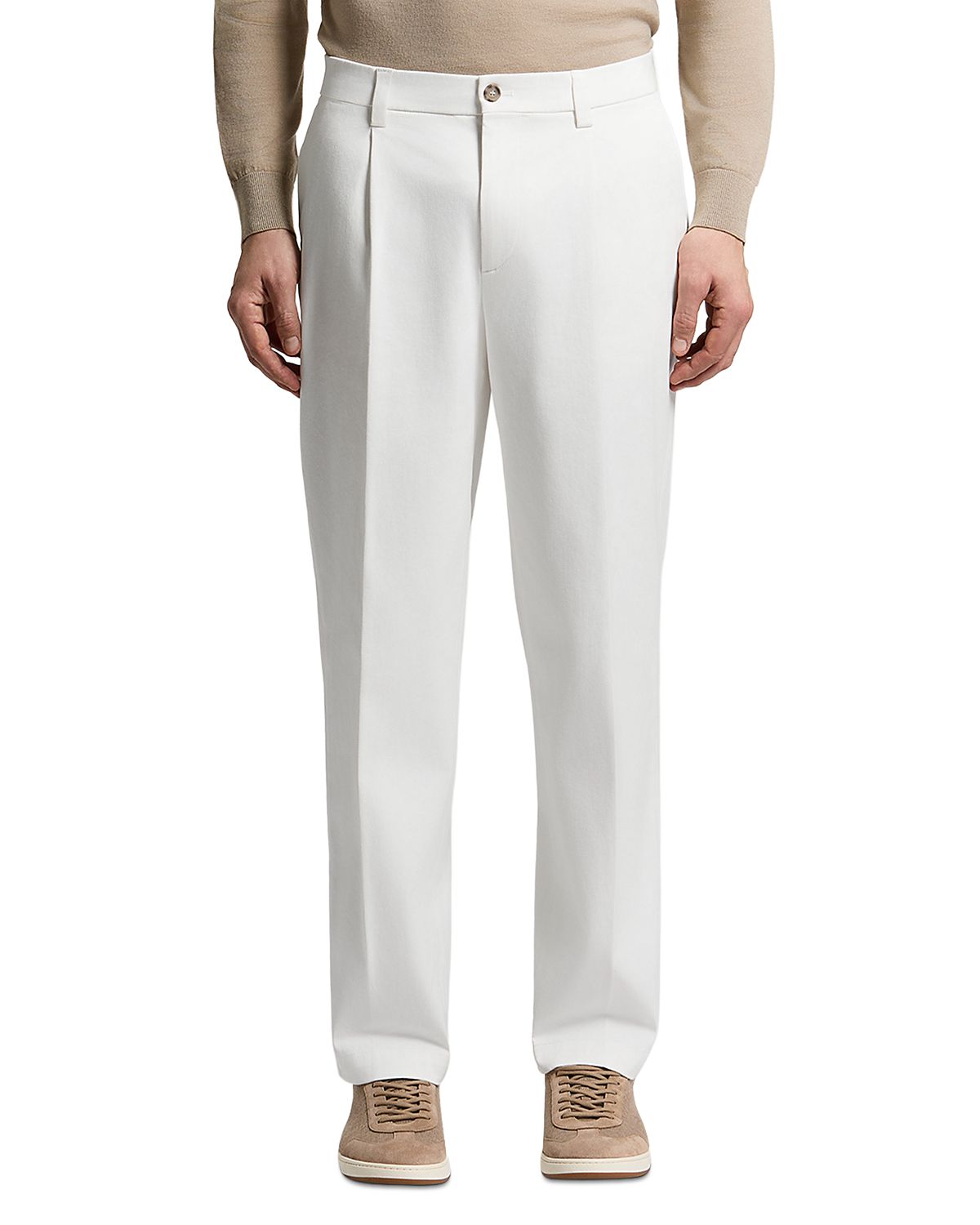Peserico Heavy Cotton Blend Stretch Twill Pleated Trousers