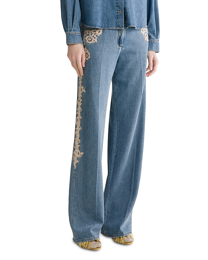 forte_forte Cavalry High Rise Embroidered Jeans in Celeste