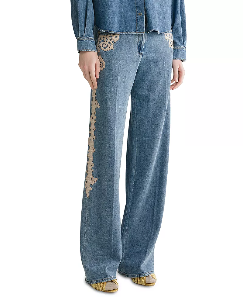 forte_forte Cavalry High Rise Embroidered Jeans in Celeste