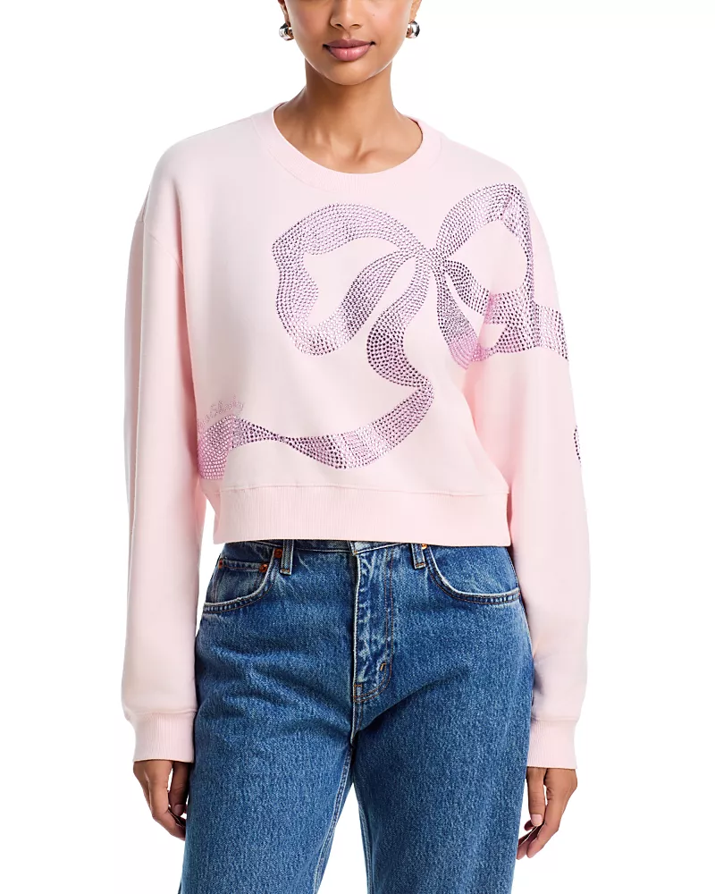 LoveShackFancy Rylan Embellished Bow Pullover Sweatshirt