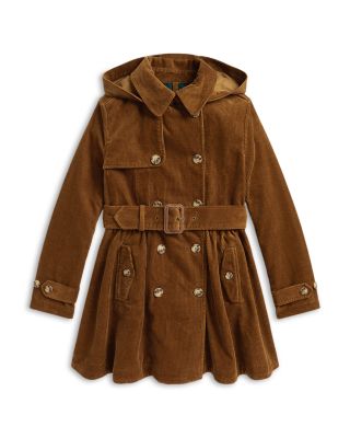 Girls' Cotton Corduroy Hooded Trench Coat - Little Kid, Big Kid