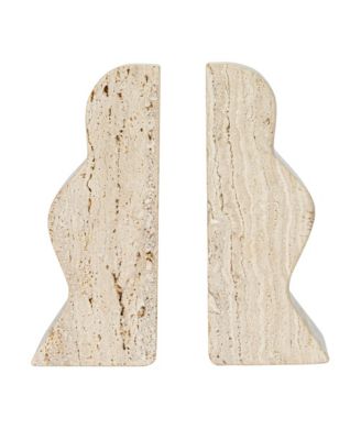  Decorative Travertine Wave Bookends