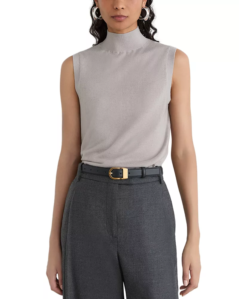 Reiss Evelyn Mock Neck Sleeveless Sweater