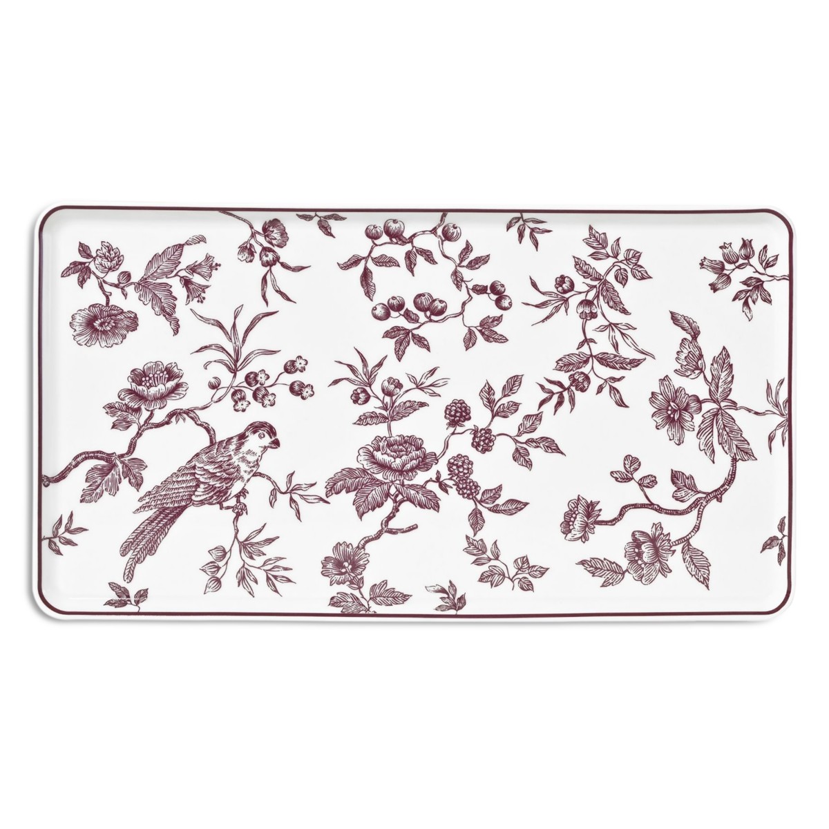 Porcelain Bird Motif Rectangular Platter