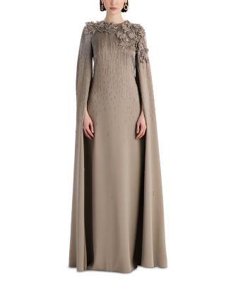 Cutout Intarsia Leaves Embellished Caftan