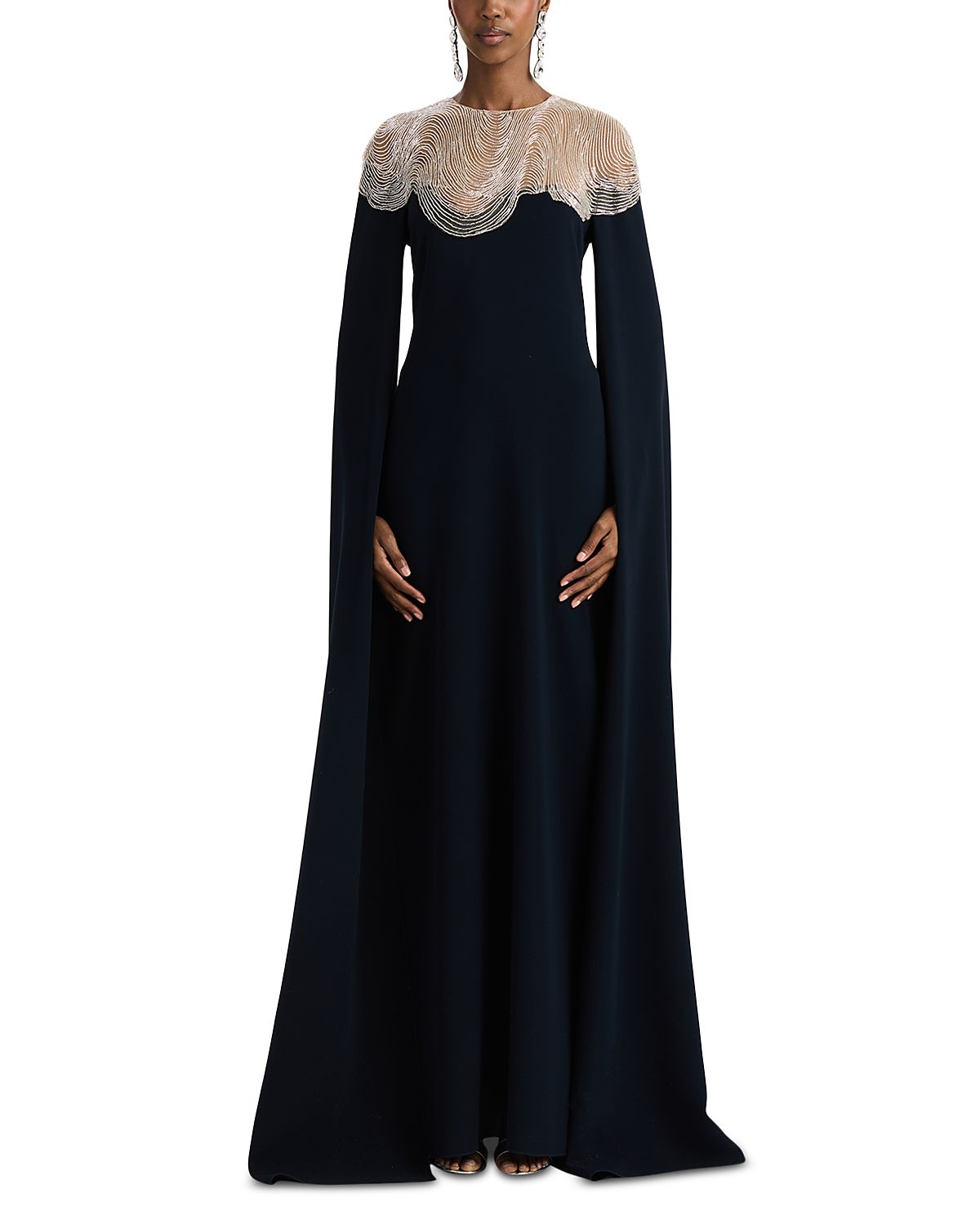 Oscar de la Renta Bugle Waves Embellished Caftan