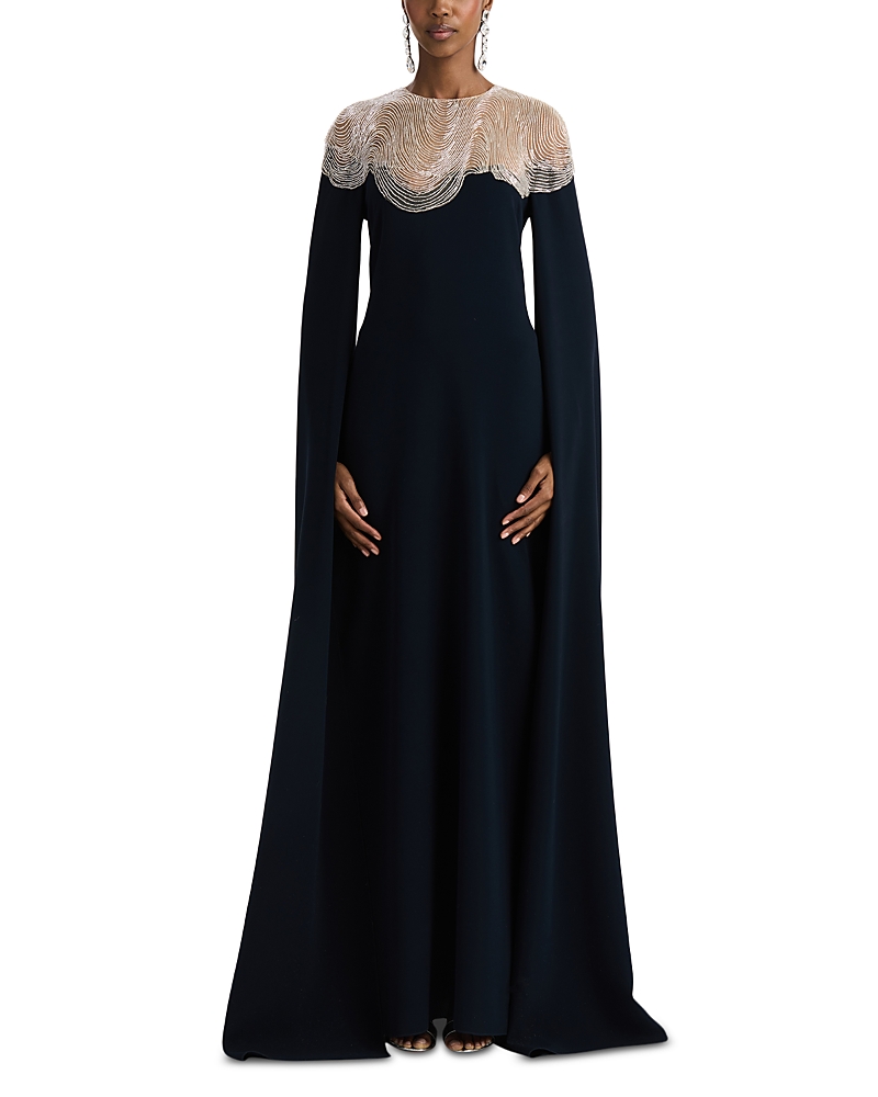 Oscar de la Renta Bugle Waves Embellished Caftan