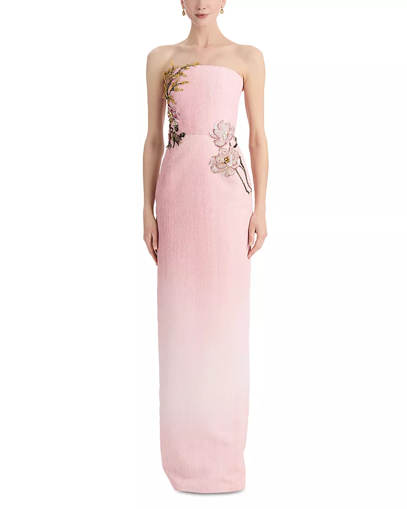 Oscar de la Renta Strapless Beaded Gown
