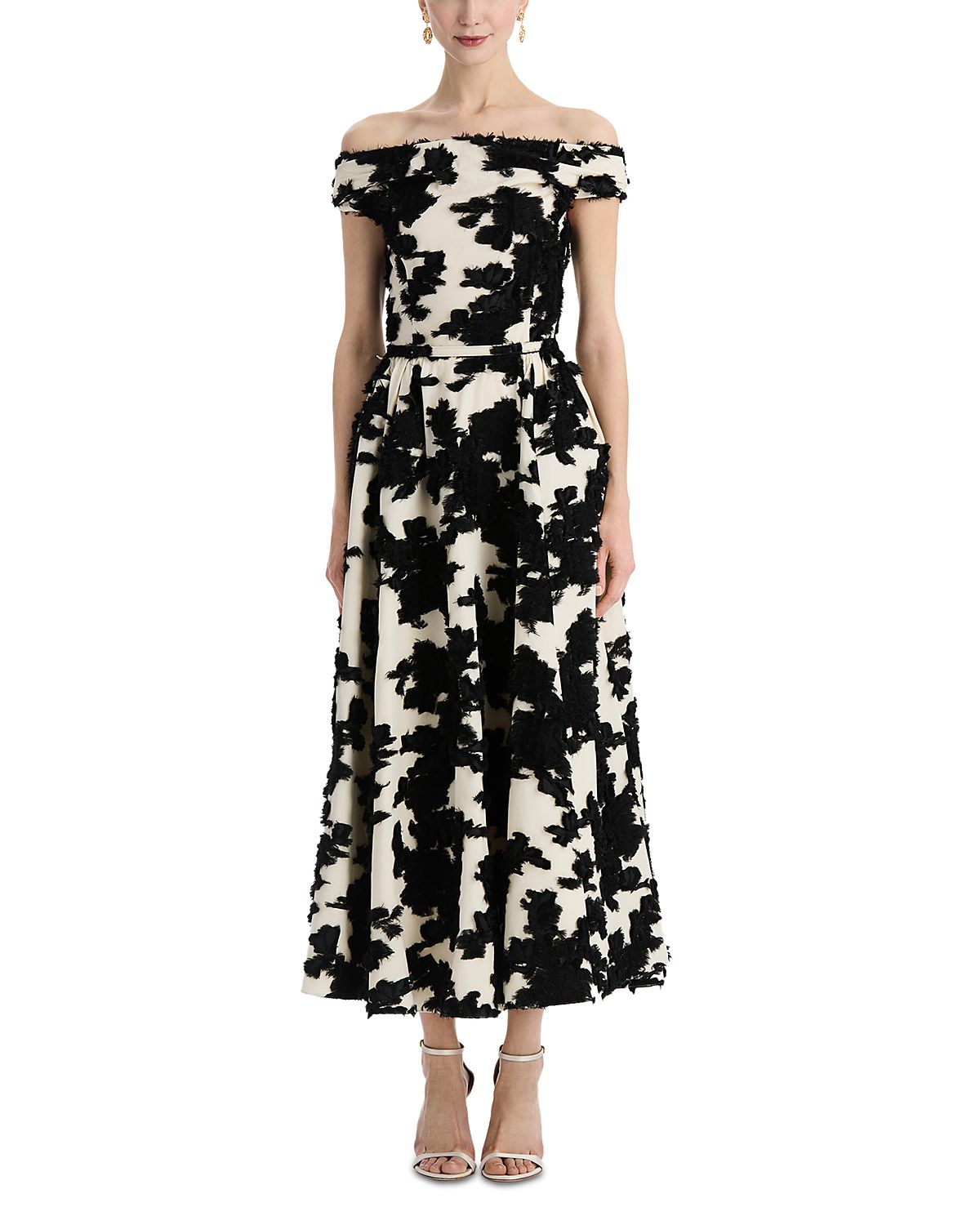 Oscar de la Renta Off-the-Shoulder Abstract Fil Coupe Day Dress