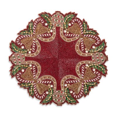 Candy Cane Bow Beaded Placemat