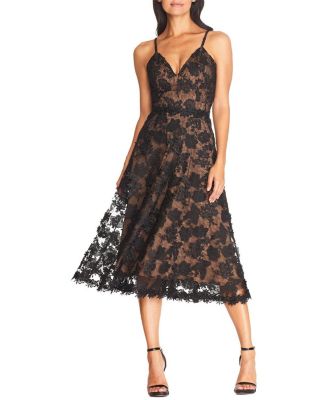 Dress the Population Tahani 3D Floral Lace V-Neck Midi Dress