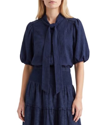 Peggy Jacquard Neck Tie Top