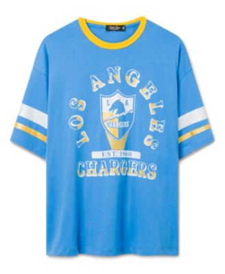  Women's Los Angeles Chargers Glitter Boxy Ringer