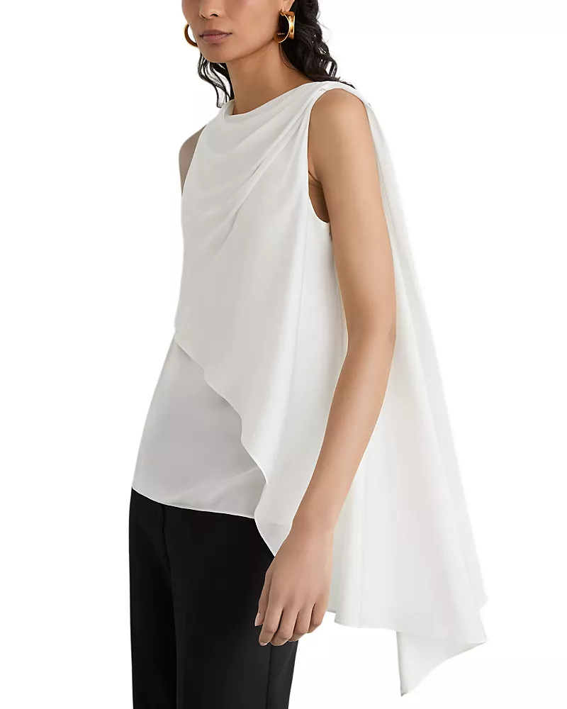 Reiss Nyra Draped Silk Blend Top
