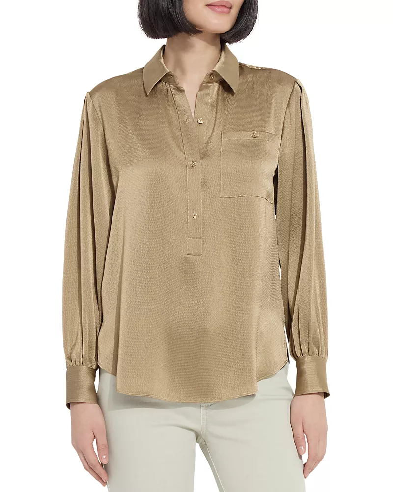 Lysse Mabel Hammered Satin Collared Top