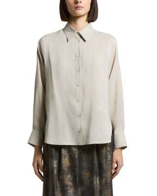Striped Pure Silk Woman Shirt