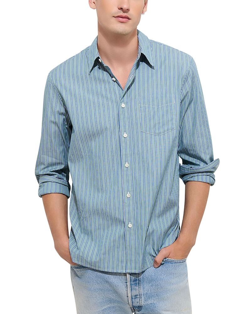 Alex Mill Point Collar Striped Cotton Poplin Long Sleeve Shirt