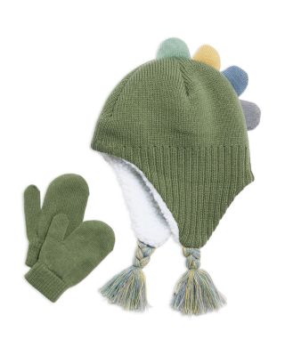 Boys' Two Piece Dino Spikes Earflap Hat & Mittens Set - Little Kid