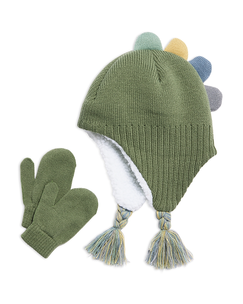 Capelli Boys' Two Piece Dino Spikes Earflap Hat & Mittens Set - Little Kid