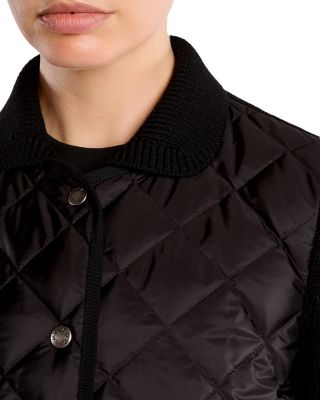 Diamond Quilted Padded Wool Cardigan - thumbnail 5
