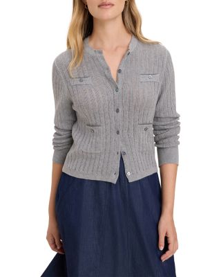 Pointelle Knit Pocketed Cardigan