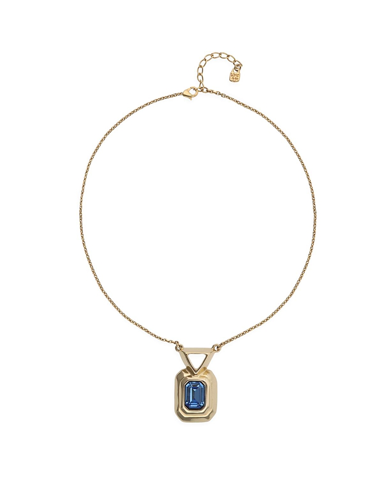 UNOde50 Gold-Tone Pendant Necklace with Blue Crystal