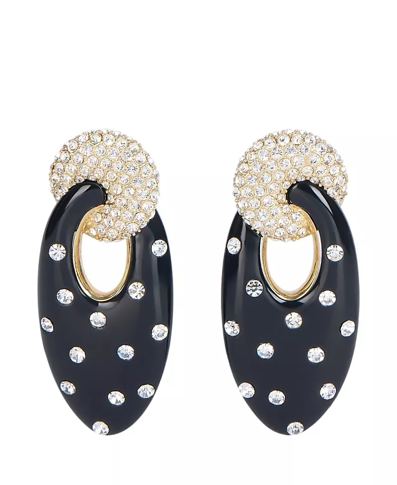 Balmain Lacquered Brass Organic Earrings with Crystals
