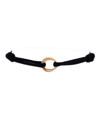  Trinity On Cord Bracelet Silk Cord with 18K Tricolor Gold